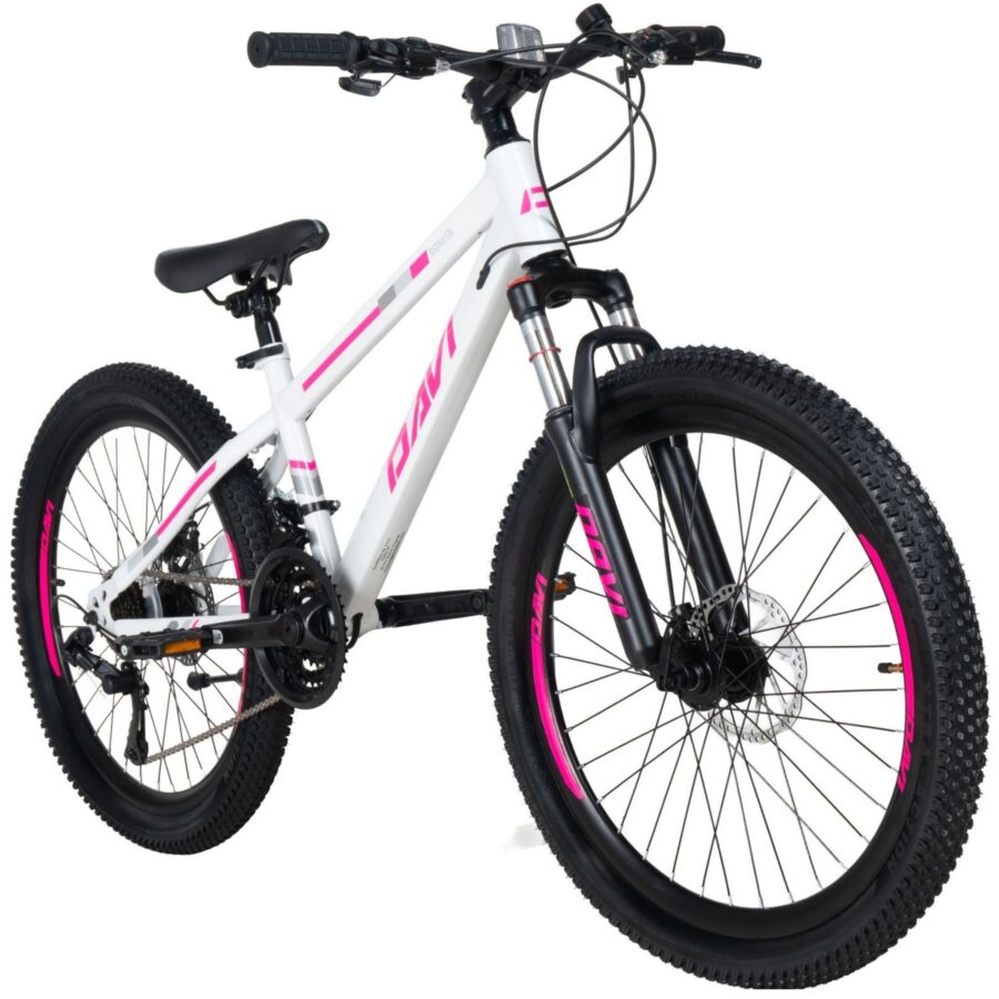 bicicleta copii davi bonita 24", 130 160 cm, 21 viteze, alb/roz