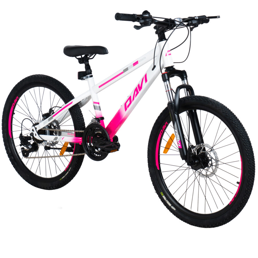 bicicleta copii davi bonita 24", 130 160 cm, 21 viteze, roz
