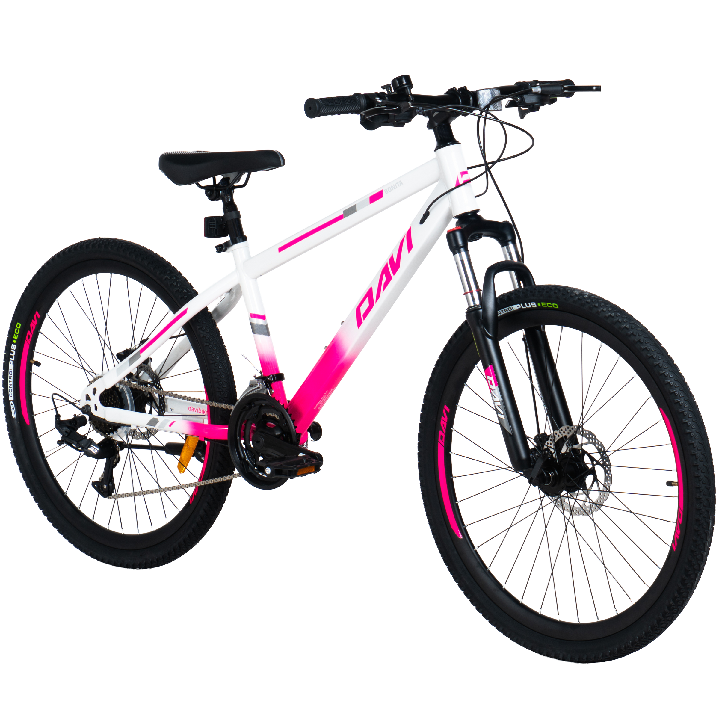 bicicleta mtb davi bonita 26", 145 170 cm, 21 viteze, roz/alb