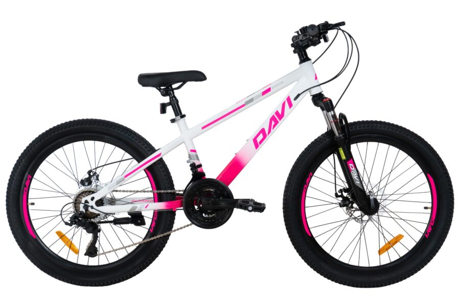bicicleta copii davi bonita 24", 130 160 cm, 21 viteze, roz/alb (copy)