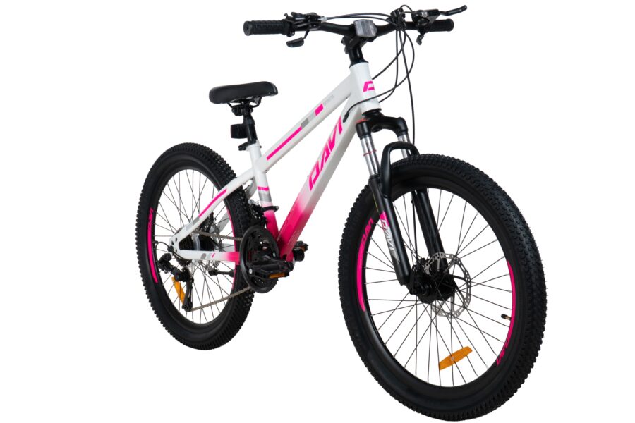 bicicleta copii davi bonita 24", 130 160 cm, 21 viteze, roz/alb (copy)