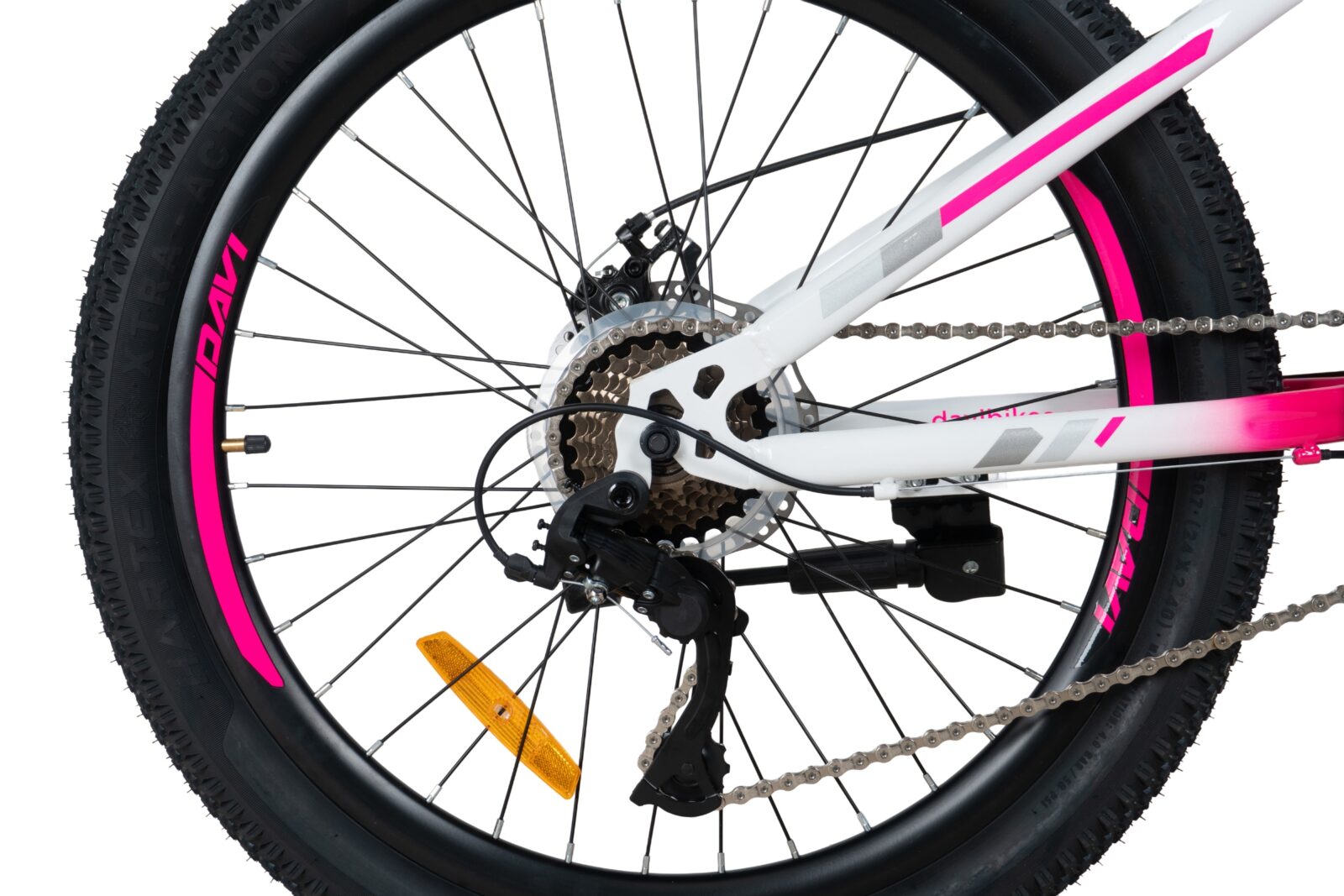 bicicleta copii davi bonita 24", 130 160 cm, 21 viteze, roz/alb (copy)