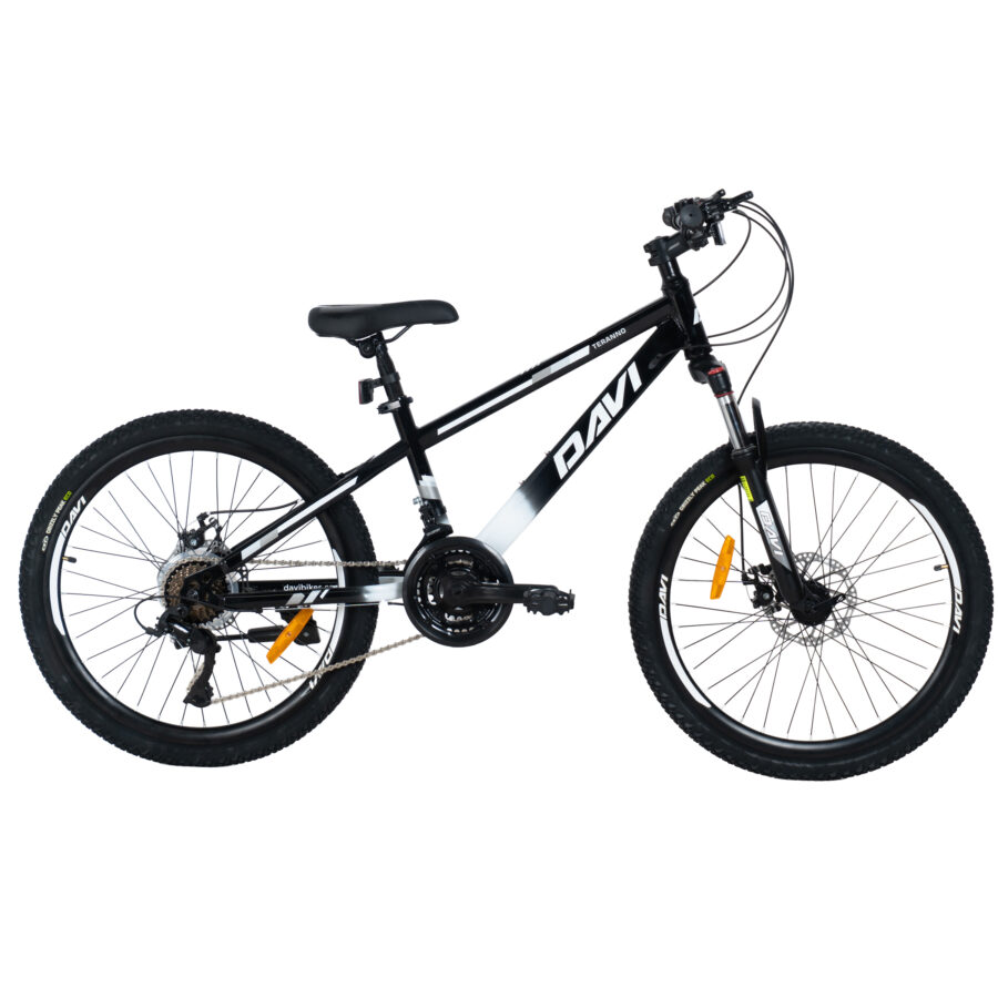 bicicleta copii davi terrano 24", 130 160 cm, 21 viteze, negru/alb