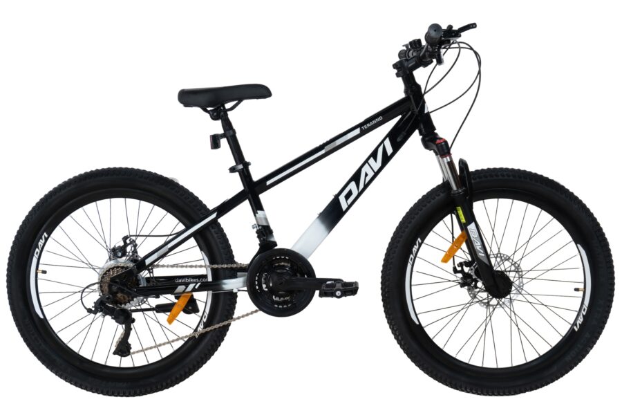 bicicleta copii davi terrano 24", 130 160 cm, 21 viteze, negru/alb