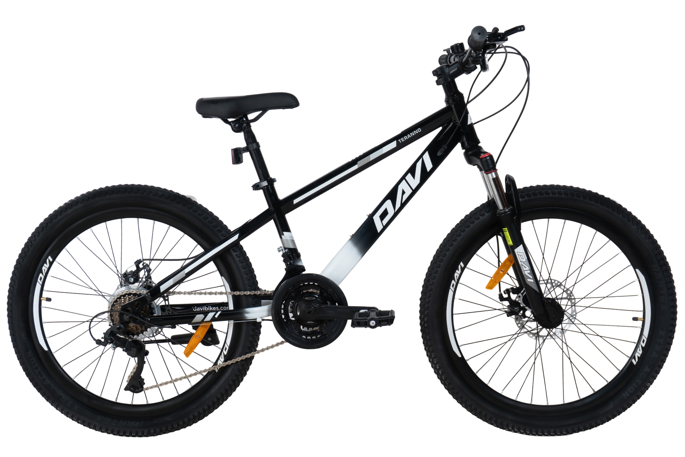 bicicleta copii davi terrano 24", 130 160 cm, 21 viteze, negru/alb