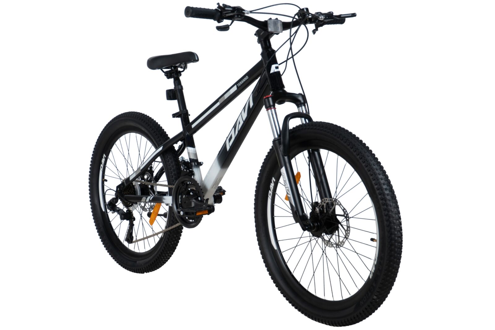 bicicleta copii davi terrano 24", 130 160 cm, 21 viteze, negru/alb