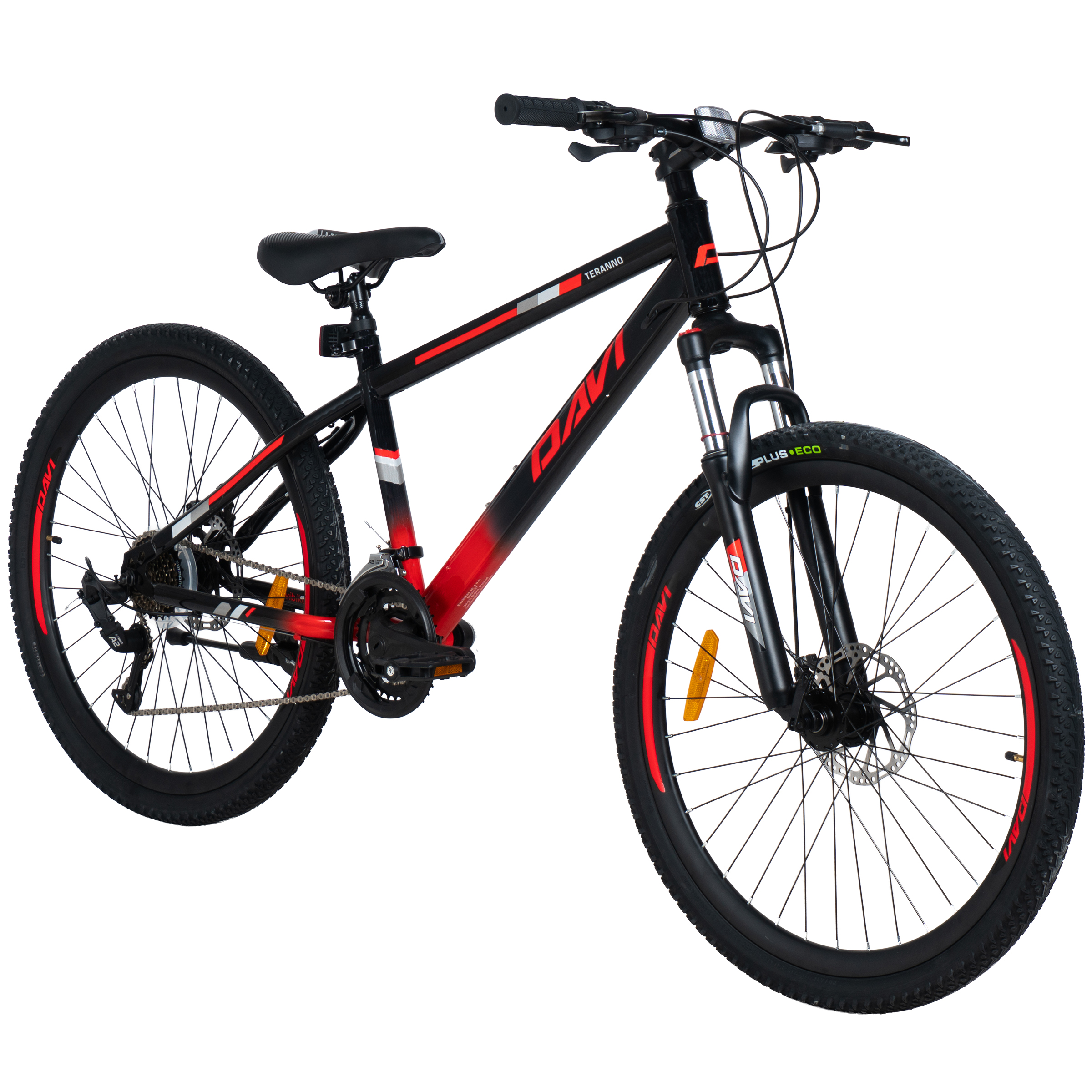 bicicleta mtb davi terrano 26", 145 170 cm, 21 viteze, rosu/negru