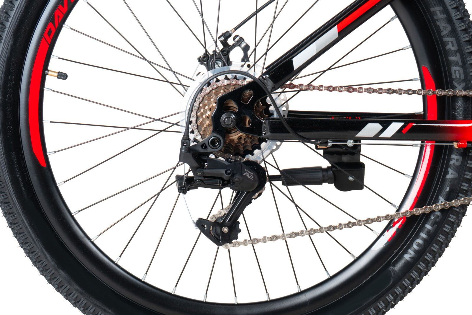 bicicleta mtb davi terrano 26", 145 170 cm, 21 viteze, negru/rosu (copy)
