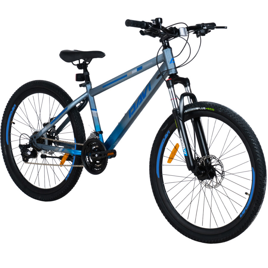 bicicleta mtb davi terrano 26", 145 170 cm, 21 viteze, gri/albastru