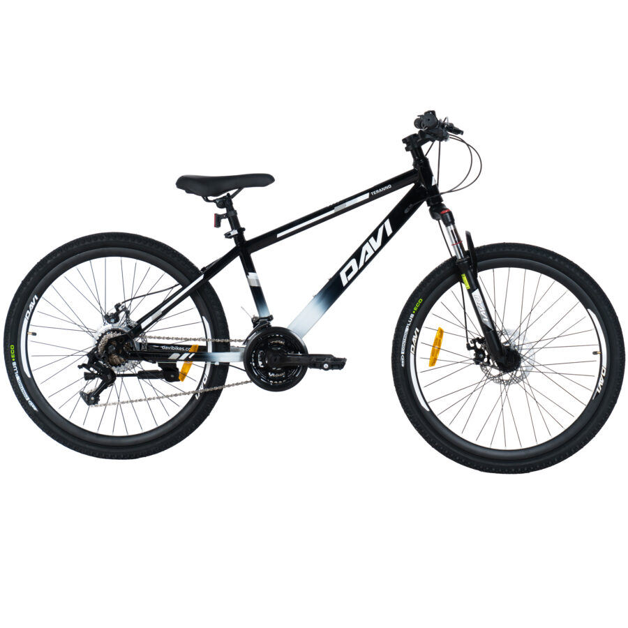 bicicleta mtb davi terrano 26", 145 170 cm, 21 viteze, negru/alb