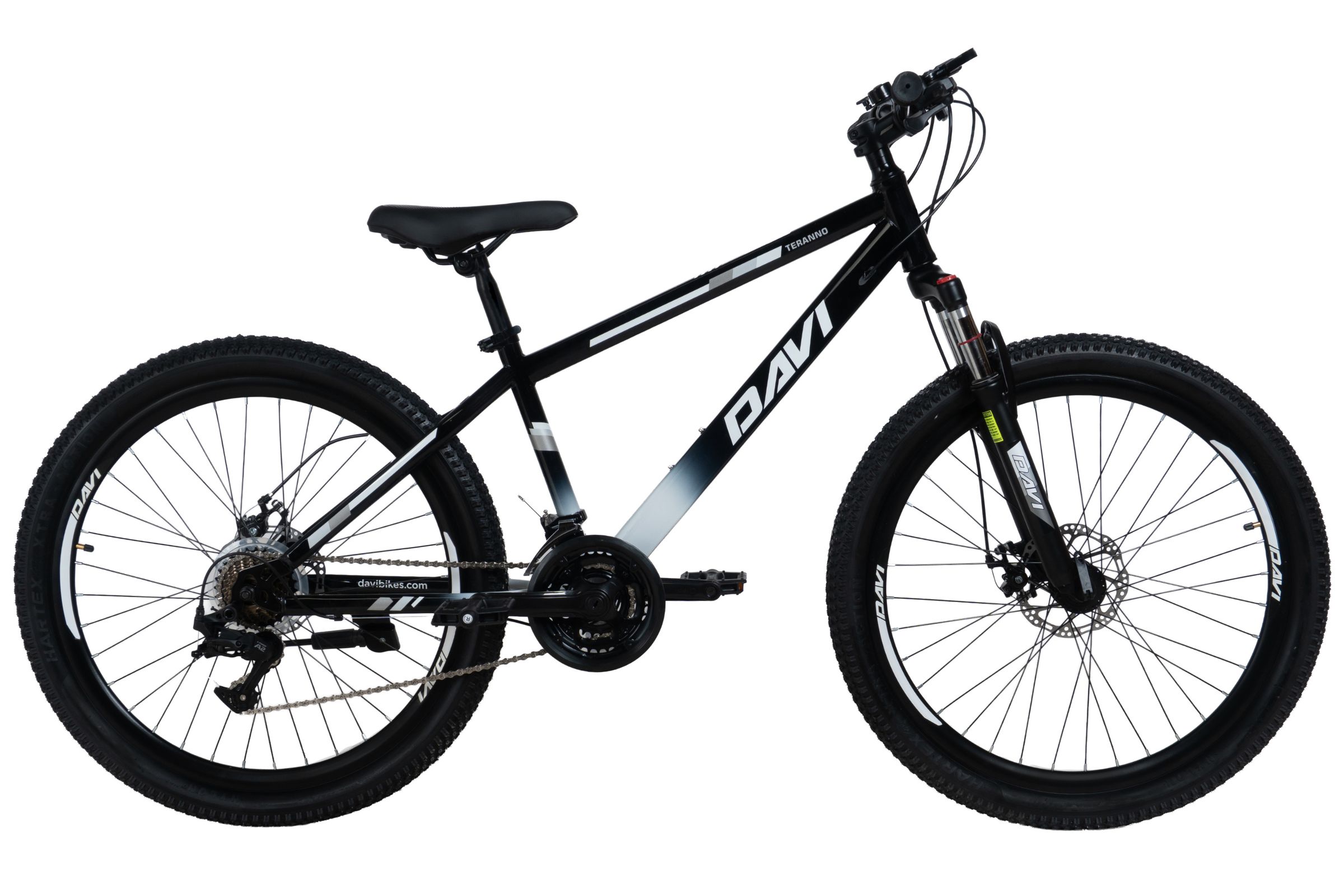 bicicleta mtb davi terrano 26", 145 170 cm, 21 viteze, negru/alb