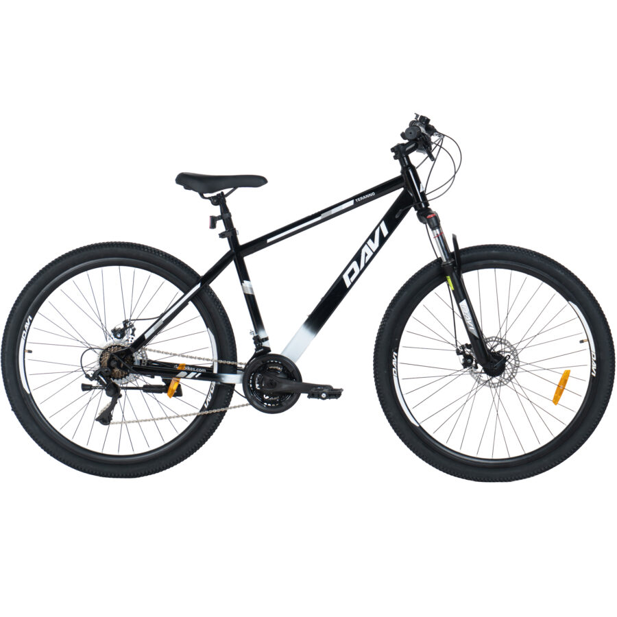 bicicleta mtb davi terrano 29", 170 195 cm, 21 viteze, negru/alb