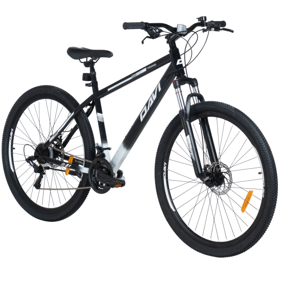 bicicleta mtb davi terrano 29", 170 195 cm, 21 viteze, negru/alb