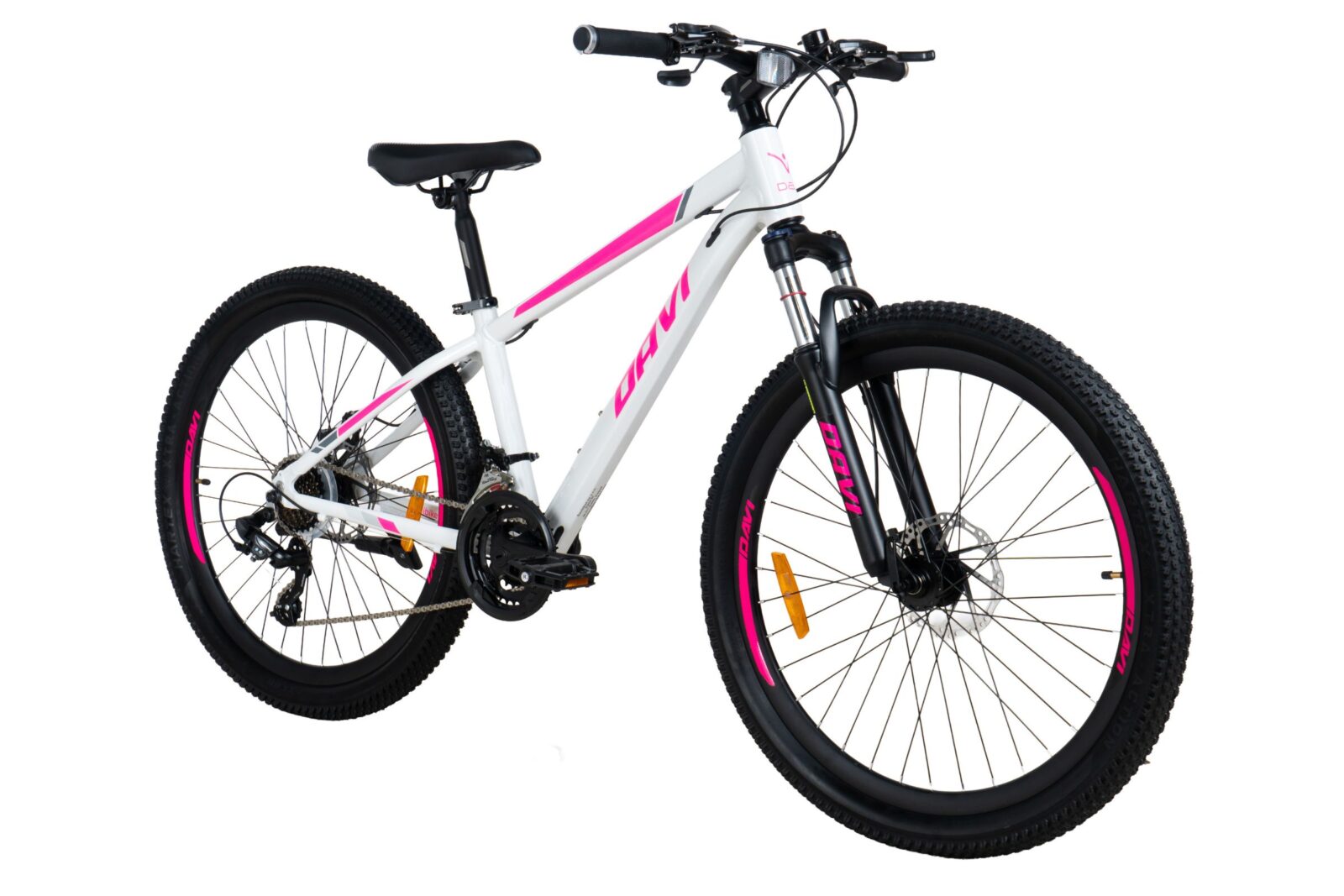 bicicleta mtb davi bella aluminiu, 26", 145 170 cm, 21 viteze, roz/alb