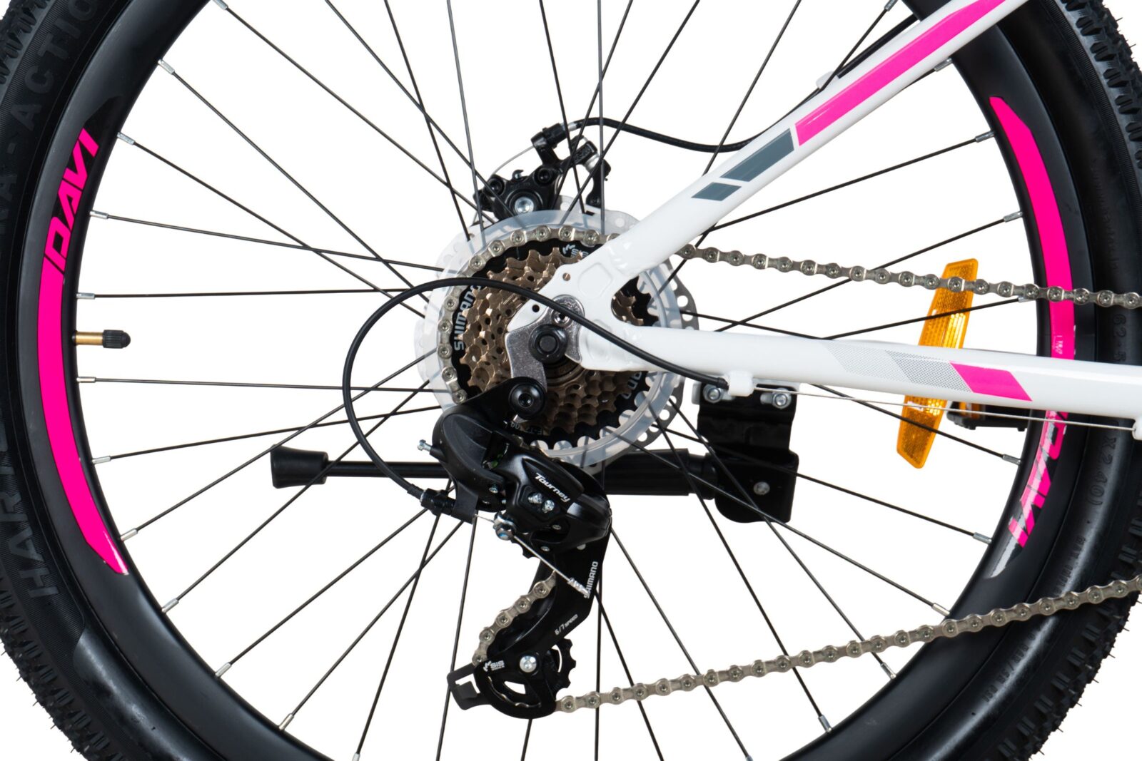bicicleta mtb davi bella aluminiu, 26", 145 170 cm, 21 viteze, roz/alb