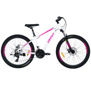 Bicicleta MTB Davi Bella Aluminiu, 26", 145-170 cm, 21 viteze, Alb/Roz