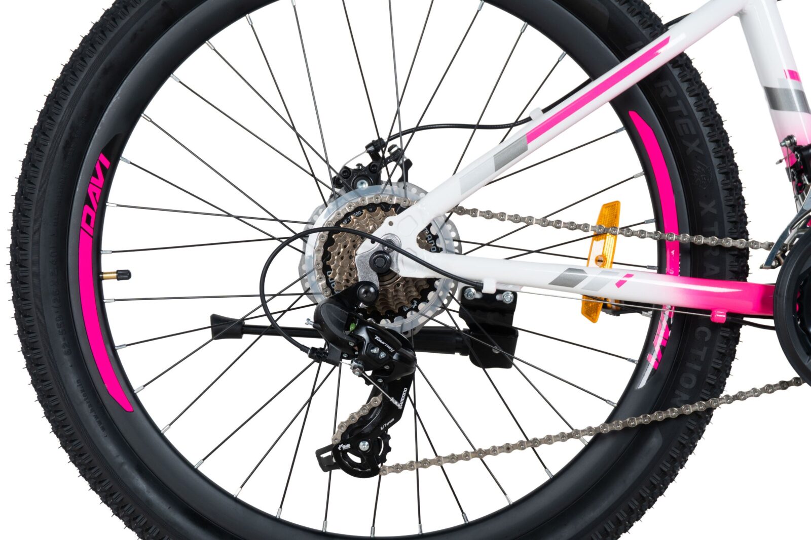 bicicleta mtb davi bella aluminiu, 26", 145 170 cm, 21 viteze, alb/roz