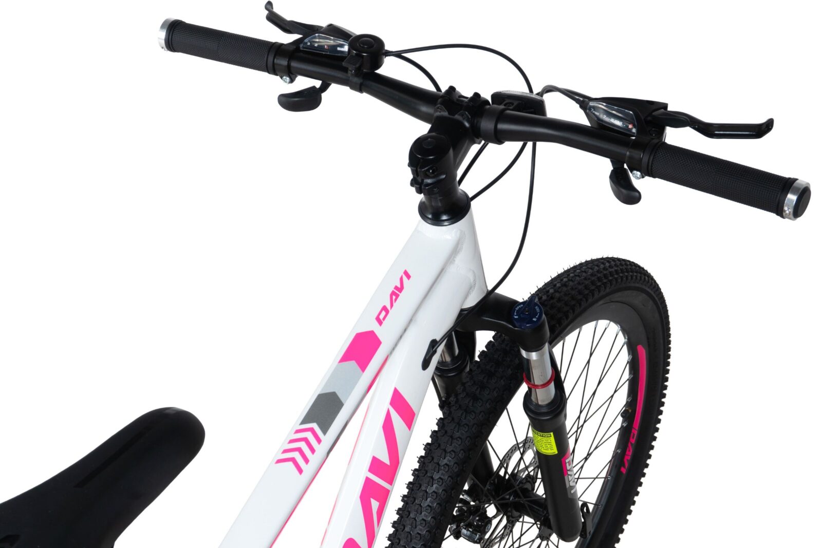 bicicleta mtb davi bella aluminiu, 26", 145 170 cm, 21 viteze, alb/roz