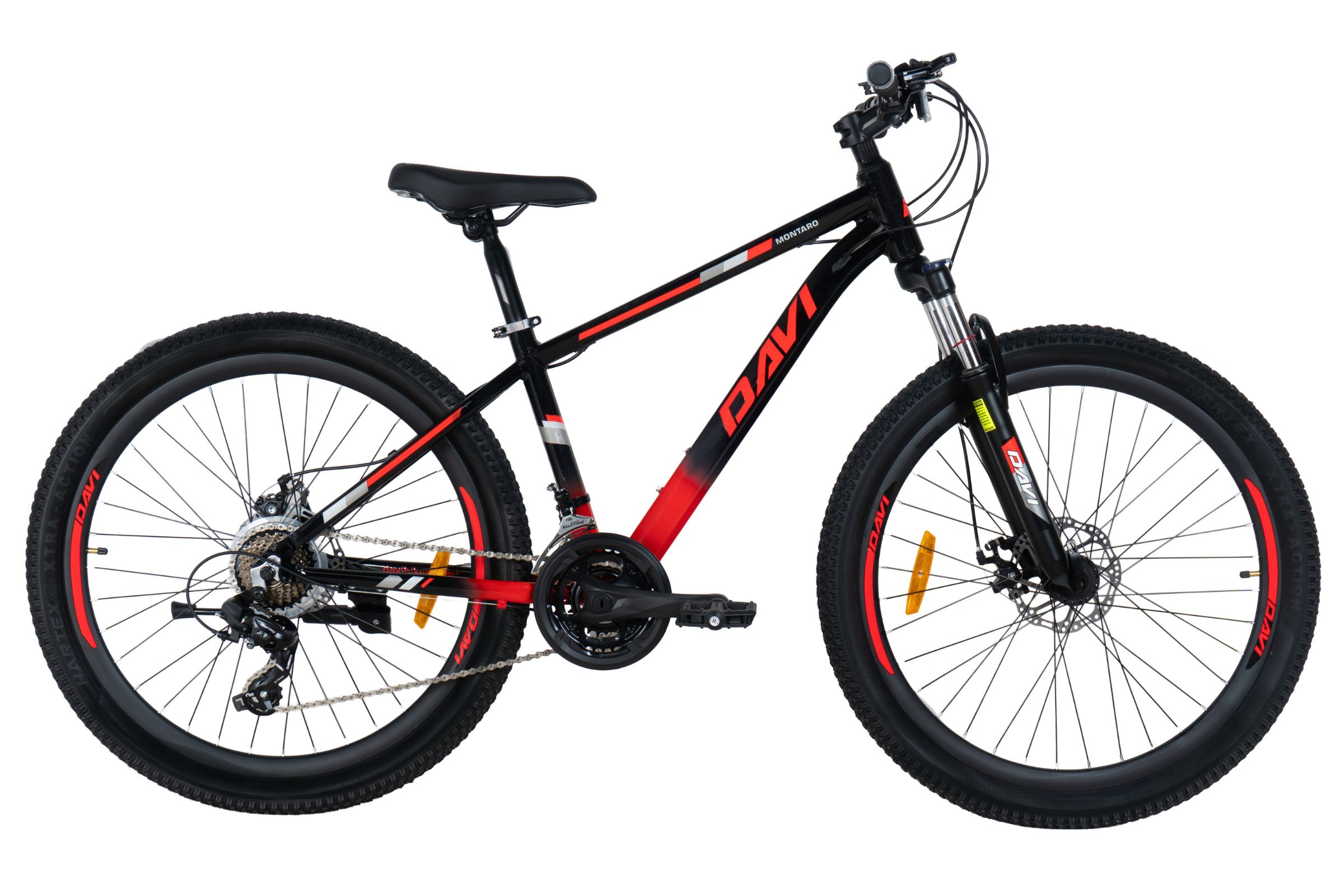 bicicleta mtb davi montaro aluminiu, 26", 145 170 cm, 21 viteze, negru/roşu/