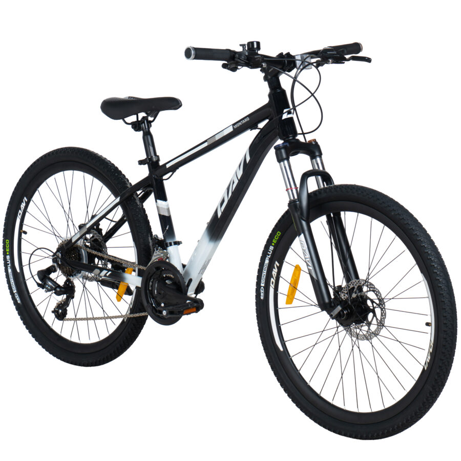 bicicleta mtb davi montaro aluminiu, 26", 145 170 cm, 21 viteze, negru/alb