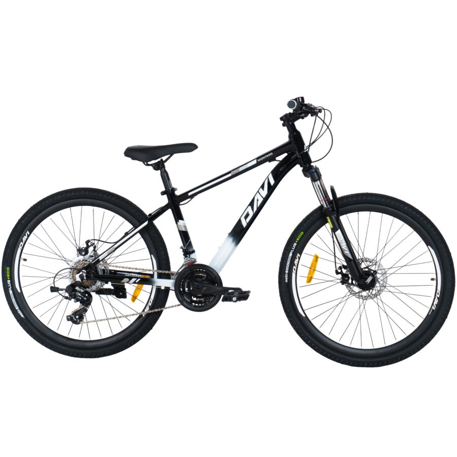 bicicleta mtb davi montaro aluminiu, 26", 145 170 cm, 21 viteze, negru/alb