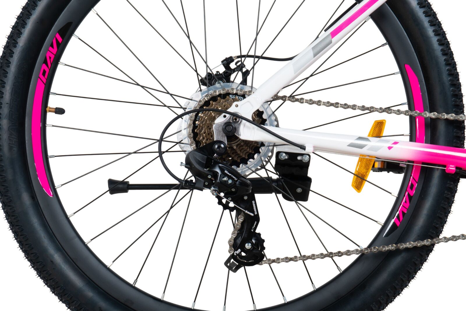 bicicleta mtb davi bella aluminiu, 27.5", 160 185 cm, 21 viteze, roz/alb