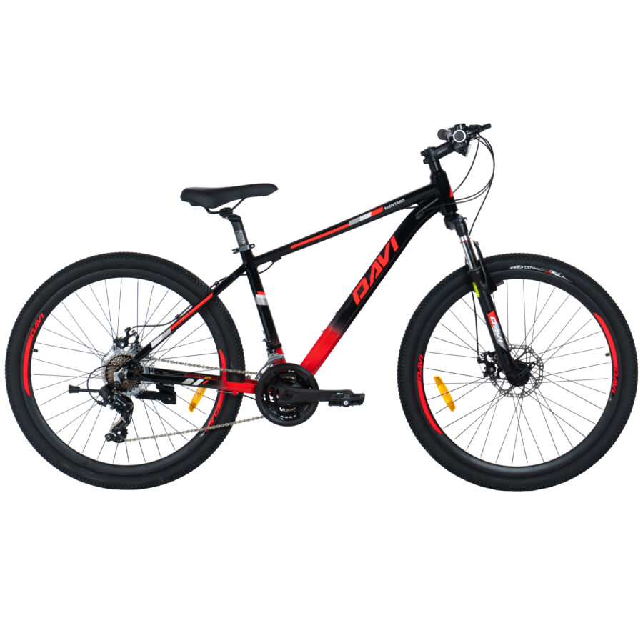 bicicleta mtb davi montaro aluminiu, 27,5", 160 185 cm, 21 viteze, negru/roşu