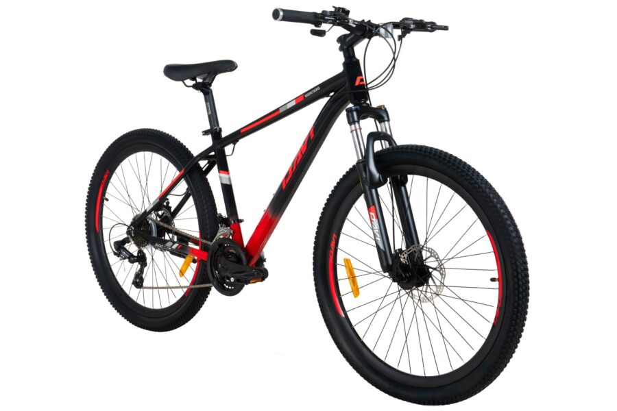 bicicleta mtb davi montaro aluminiu, 27,5", 160 185 cm, 21 viteze, negru/roşu