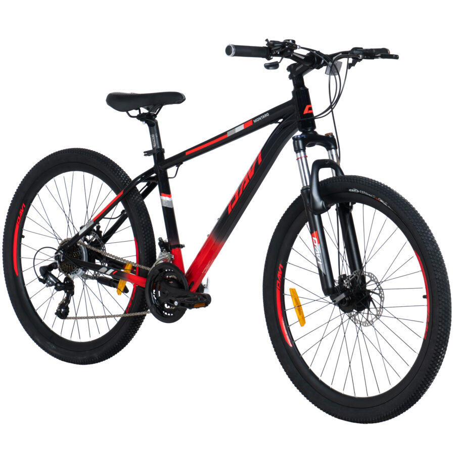 bicicleta mtb davi montaro aluminiu, 27,5", 160 185 cm, 21 viteze, negru/roşu
