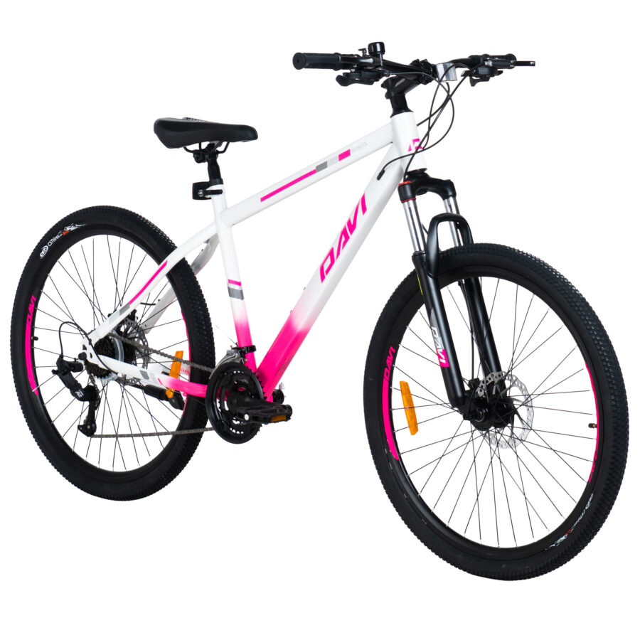 bicicleta mtb davi bonita 27.5", 160 185 cm, 21 viteze, alb/roz