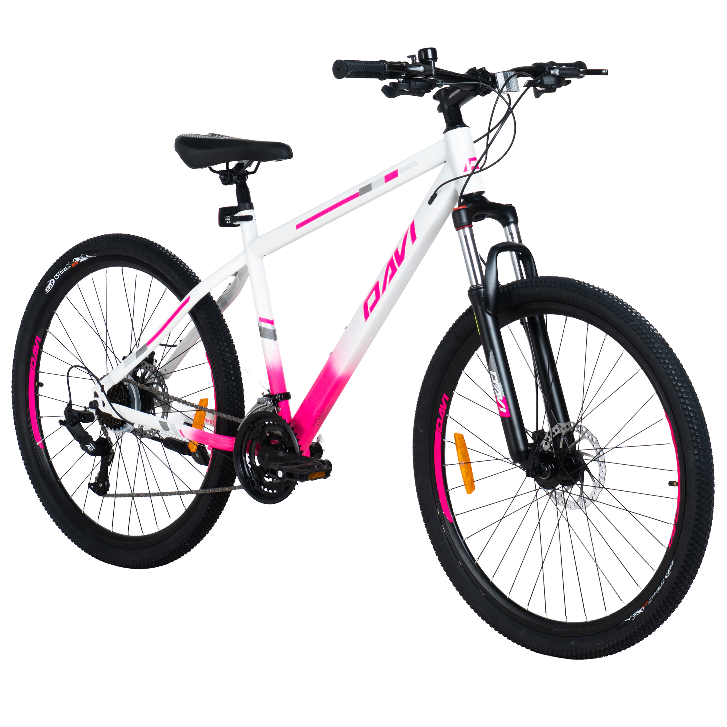 bicicleta mtb davi bonita 27.5", 160 185 cm, 21 viteze, alb/roz