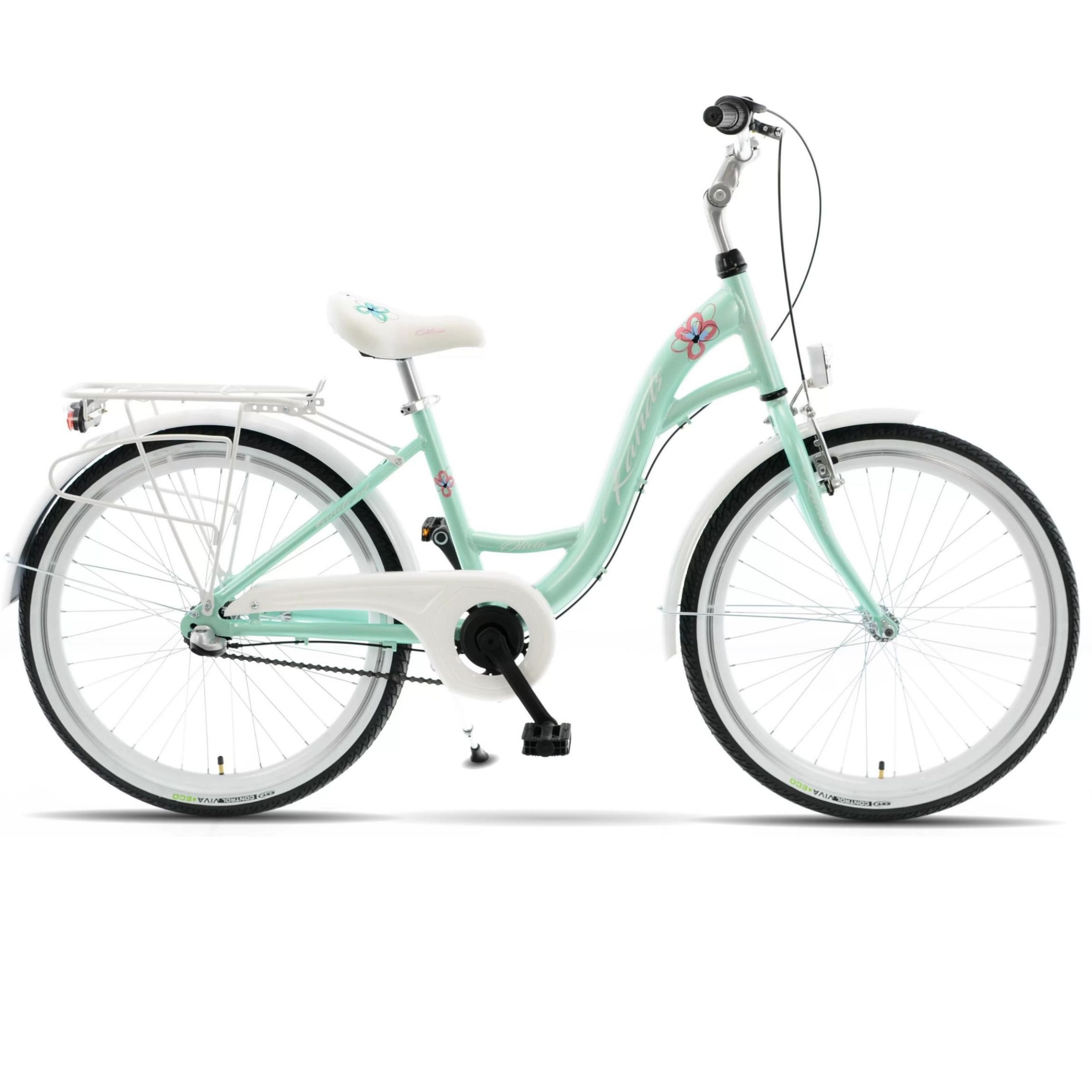 Bicicletă copii Kands Olivia 24”, aluminiu, 130–165 cm, 3 viteze, Mentă